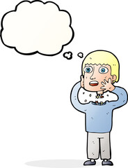 cartoon secret robot with thought bubble