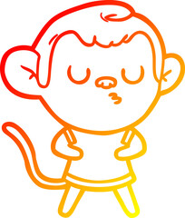 warm gradient line drawing cartoon calm monkey