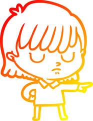 warm gradient line drawing cartoon woman