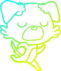 cold gradient line drawing cartoon dog