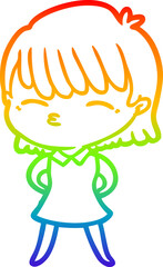 rainbow gradient line drawing cartoon woman