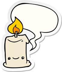 cartoon candle and speech bubble sticker