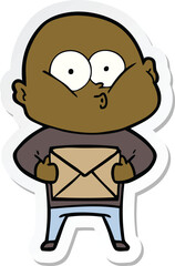 sticker of a cartoon bald man staring