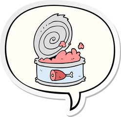 cartoon canned food and speech bubble sticker