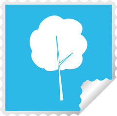 quirky square peeling sticker cartoon tree