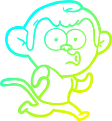 cold gradient line drawing cartoon hooting monkey