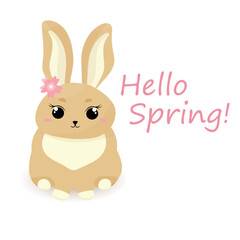 Cute Bunny. Hello spring. Vector illustration.