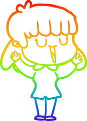 rainbow gradient line drawing cartoon woman