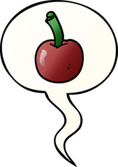 cartoon cherry and speech bubble in smooth gradient style
