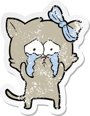 distressed sticker of a cartoon cat