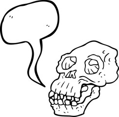 speech bubble cartoon ancient skull