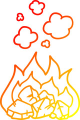warm gradient line drawing cartoon hot coals