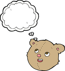 cartoon teddy bear head with thought bubble