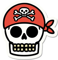 tattoo style sticker of a pirate skull