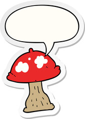 cartoon mushroom and speech bubble sticker