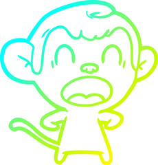 cold gradient line drawing shouting cartoon monkey