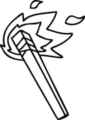quirky line drawing cartoon lit torch