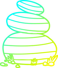 cold gradient line drawing cartoon large stacked stones