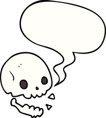 cartoon spooky skull and speech bubble