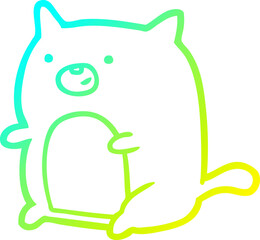 cold gradient line drawing Cartoon cat