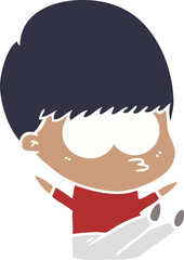 nervous flat color style cartoon boy