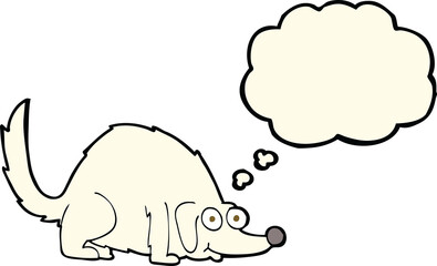 cartoon happy dog with thought bubble