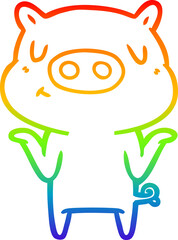 rainbow gradient line drawing cartoon content pig
