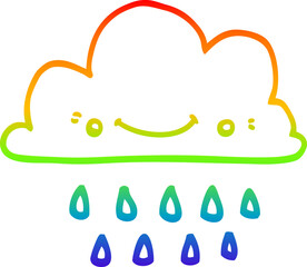 rainbow gradient line drawing cartoon storm cloud