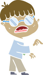 flat color style cartoon boy wearing spectacles