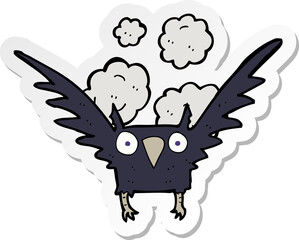 sticker of a cartoon spooky bird