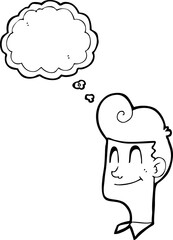 thought bubble cartoon smiling man
