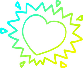 cold gradient line drawing cartoon flaming heart