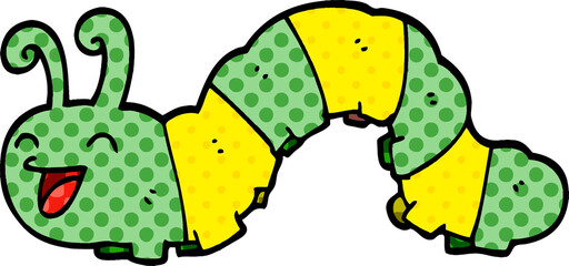cartoon doodle laughing caterpillar