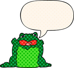 cartoon toad and speech bubble in comic book style