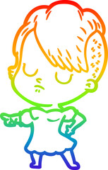 rainbow gradient line drawing cartoon woman