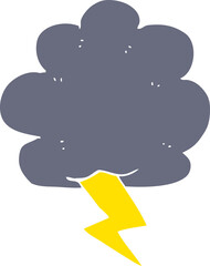 flat color illustration of a cartoon thundercloud