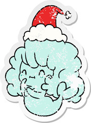 christmas distressed sticker cartoon of kawaii ghost