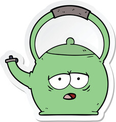 sticker of a cartoon kettle