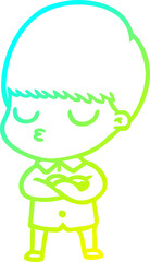cold gradient line drawing cartoon calm boy