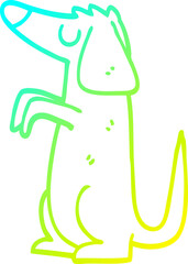 cold gradient line drawing cartoon well behaved dog