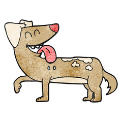 textured cartoon panting dog