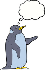 cartoon penguin with thought bubble