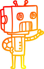 warm gradient line drawing cartoon robot