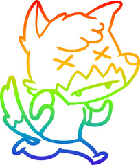 rainbow gradient line drawing cartoon dead fox