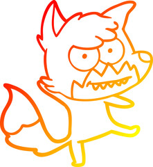 warm gradient line drawing cartoon grinning fox