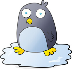 cartoon penguin on ice