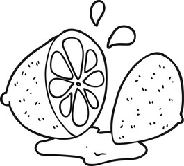 black and white cartoon cut lemon