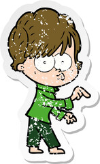 distressed sticker of a cartoon woman