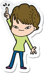 sticker of a cartoon happy woman