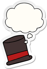 cartoon hat and thought bubble as a printed sticker